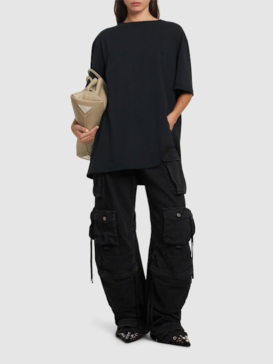 The Attico: Oversized jersey t-shirt w/shaped slit - Black - women_1 | Luisa Via Roma