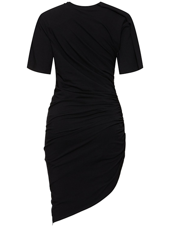 Draped cotton blend jersey mini dress - Thumbnail 2