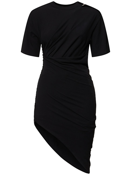 Draped cotton blend jersey mini dress - Thumbnail 1
