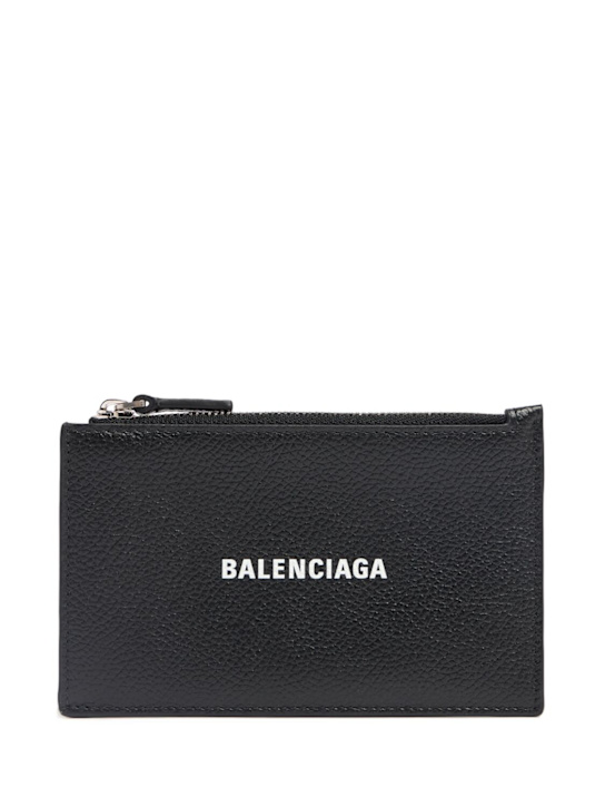Balenciaga: Portafoglio in pelle con logo - men_0 | Luisa Via Roma