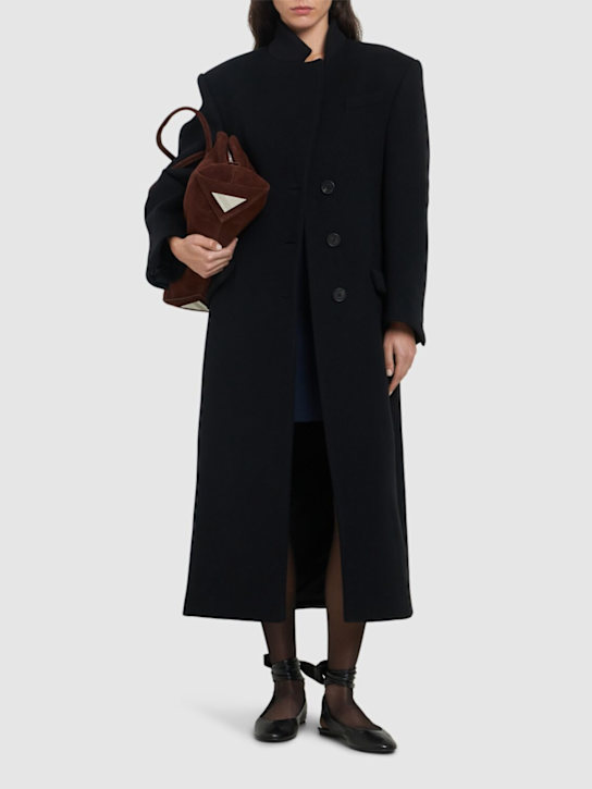 The Attico: Wool twill single breasted long coat - Black - women_1 | Luisa Via Roma