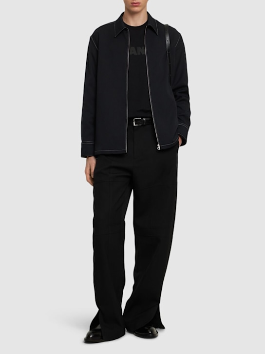 Jil Sander: Boxy fit zipped shirt - men_1 | Luisa Via Roma