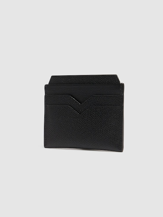 Valextra: Leather card holder - Black - men_2 | Luisa Via Roma