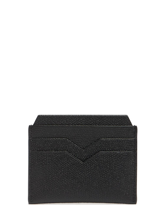 Valextra: Leather card holder - Black - men_0 | Luisa Via Roma