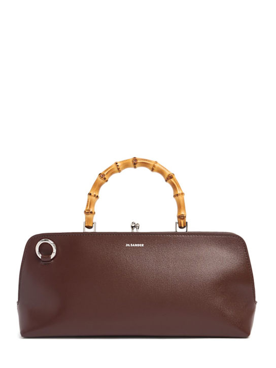 Jil Sander: Small Goji Bamboo小号palmellato皮革手提包 - Dark Earth - women_0 | Luisa Via Roma