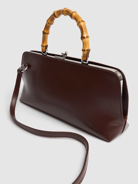 Jil Sander: Small Goji Bamboo palmellato leather bag - Dark Earth - women_5 | Luisa Via Roma