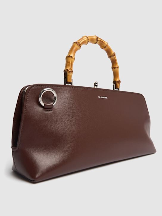 Jil Sander: Small Goji Bamboo palmellato leather bag - Dark Earth - women_3 | Luisa Via Roma