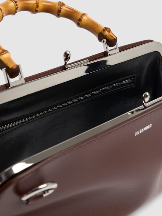 Jil Sander: Small Goji Bamboo palmellato leather bag - Dark Earth - women_6 | Luisa Via Roma