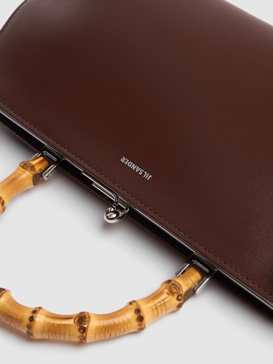 Jil Sander: Small Goji Bamboo palmellato leather bag - Dark Earth - women_4 | Luisa Via Roma