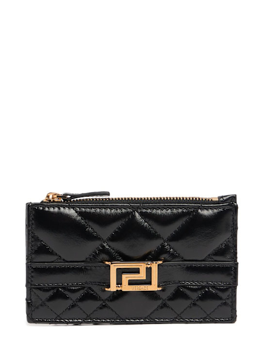 Versace: Quilted leather card holder - women_0 | Luisa Via Roma