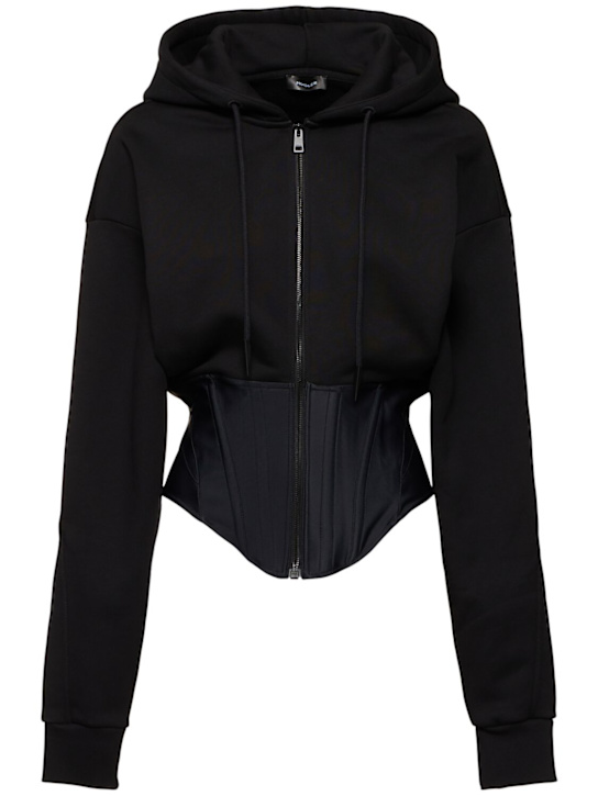 MUGLER: Cotton jersey hooded sweatshirt - women_0 | Luisa Via Roma