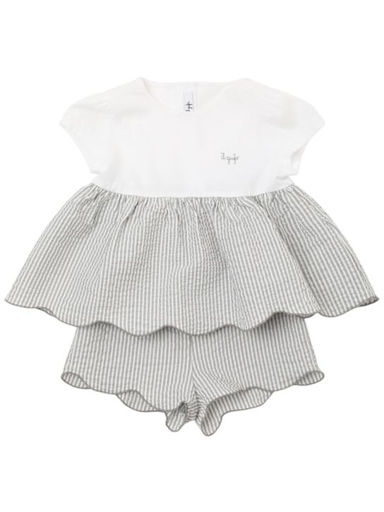 Il Gufo: T-shirt e shorts in seersucker - kids-girls_0 | Luisa Via Roma