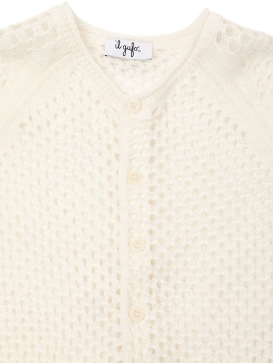 Il Gufo: Open knit cotton cardigan - White - kids-girls_1 | Luisa Via Roma