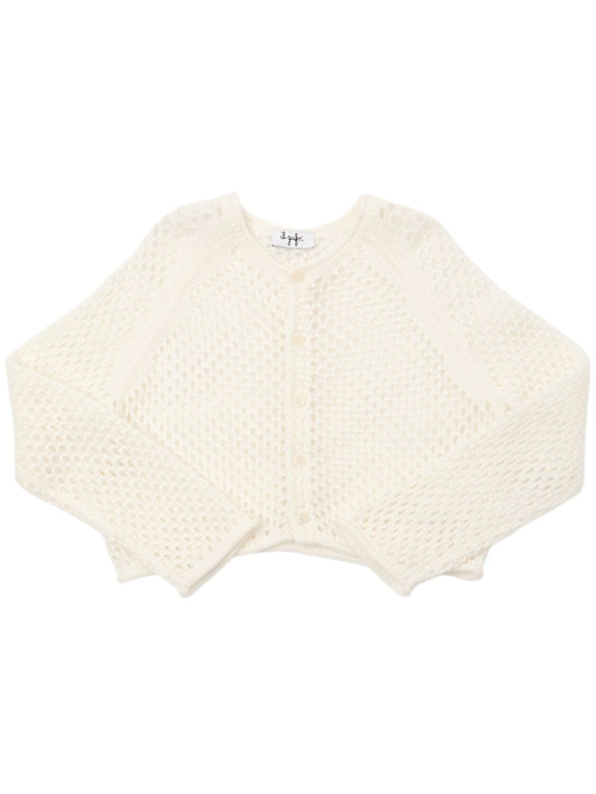 Il Gufo: Open knit cotton cardigan - White - kids-girls_0 | Luisa Via Roma