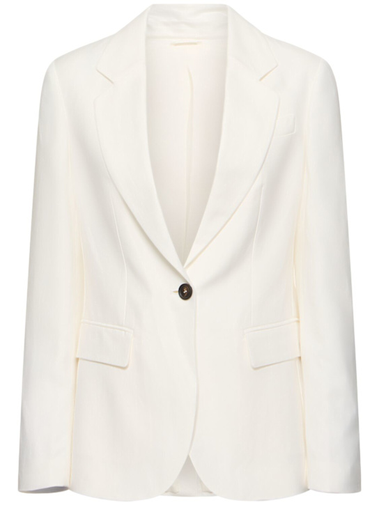 Brunello Cucinelli: Fluid linen blend twill blazer - White - women_0 | Luisa Via Roma