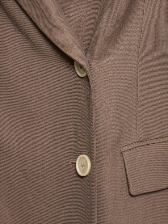 Brunello Cucinelli: 斜纹双排扣西服夹克 - 棕色 - women_4 | Luisa Via Roma