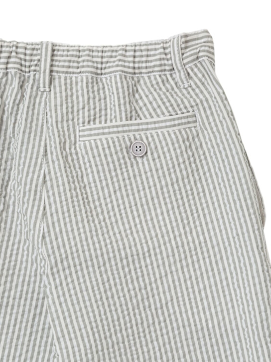 Il Gufo: Striped cotton seersucker pants - White/Grey - kids-boys_1 | Luisa Via Roma