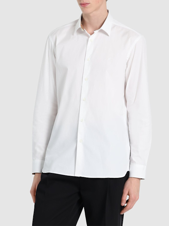 Burberry: Sherfield stretch cotton shirt - White - men_2 | Luisa Via Roma