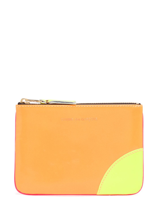 Comme des Garçons Wallet: Super neon leather line zip wallet - women_0 | Luisa Via Roma