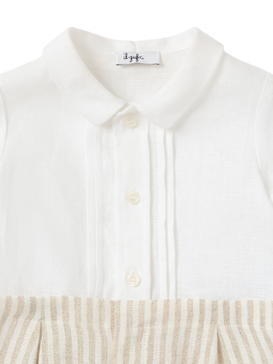 Il Gufo: Cotton seersucker romper - White/Beige - kids-boys_1 | Luisa Via Roma