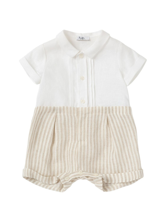 Il Gufo: Cotton seersucker romper - White/Beige - kids-boys_0 | Luisa Via Roma