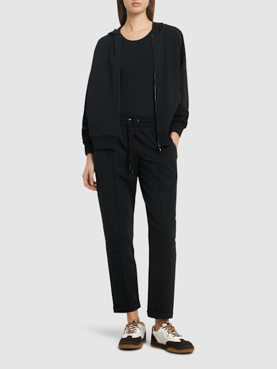 Brunello Cucinelli: 轻量混棉运动裤 - 黑色 - women_1 | Luisa Via Roma