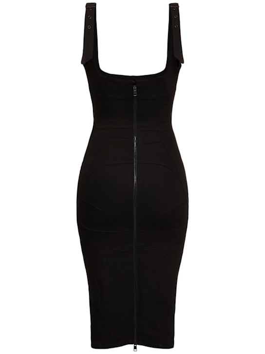 MUGLER: Cotton denim midi dress w/ buckle straps - women_1 | Luisa Via Roma