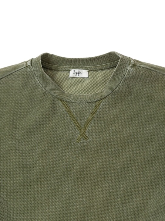 Il Gufo: Cotton piquè t-shirt & shorts - Military Green - kids-boys_1 | Luisa Via Roma