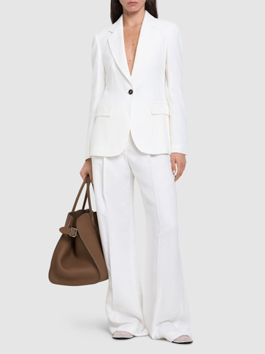 Brunello Cucinelli: Fluid linen blend twill blazer - White - women_1 | Luisa Via Roma