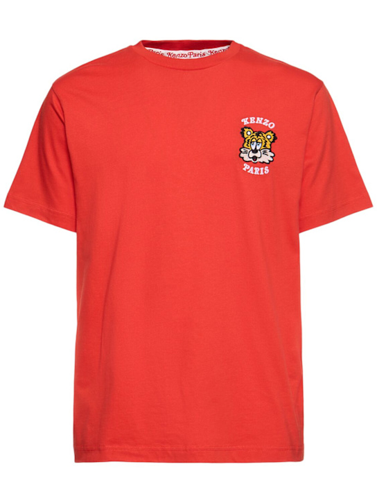 Kenzo Paris: Verdy embroidered cotton t-shirt - Deep Orange - men_0 | Luisa Via Roma