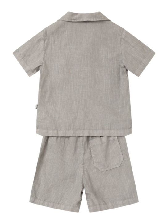 Il Gufo: Linen shirt&shorts - Grey - kids-boys_2 | Luisa Via Roma
