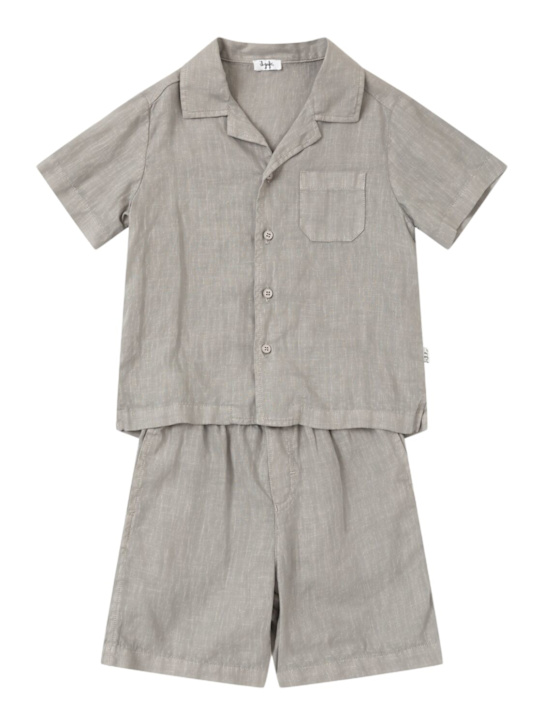 Il Gufo: Linen shirt&shorts - Grey - kids-boys_0 | Luisa Via Roma