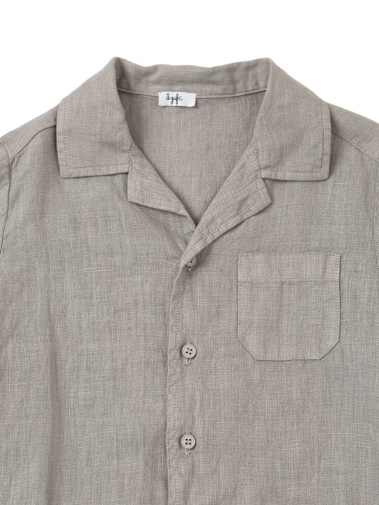 Il Gufo: Linen shirt&shorts - Grey - kids-boys_1 | Luisa Via Roma