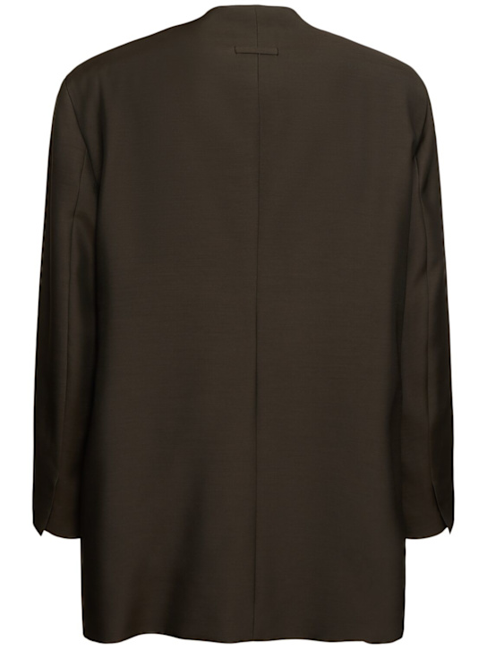 Fear of God: Relaxed lapel-less wool & silk blazer - Brown - men_3 | Luisa Via Roma