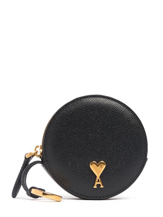 AMI Paris: Paris Paris leather round coin purse - men_0 | Luisa Via Roma