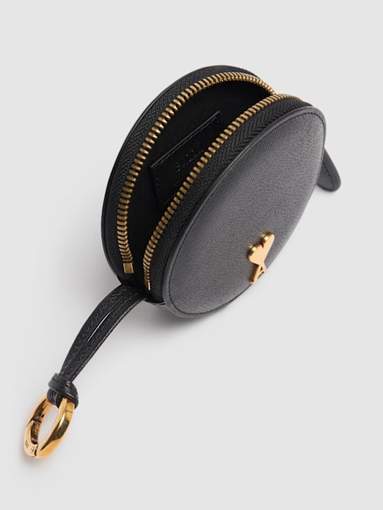 AMI Paris: Paris Paris leather round coin purse - men_1 | Luisa Via Roma