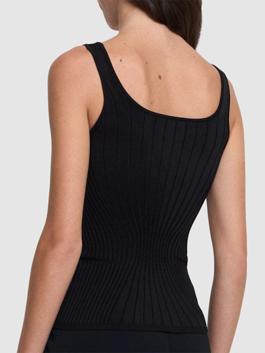 MUGLER: Top in maglia a costine - Nero - women_2 | Luisa Via Roma
