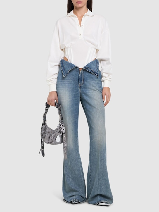 MUGLER: Long sleeve piquet corset top - women_1 | Luisa Via Roma