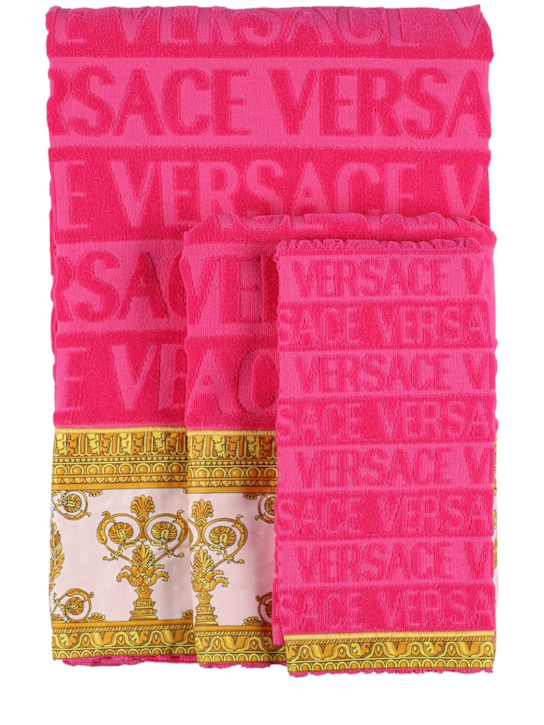 Versace: I Heart Baroque 5-piece towel set - Fuchsia - ecraft_0 | Luisa Via Roma