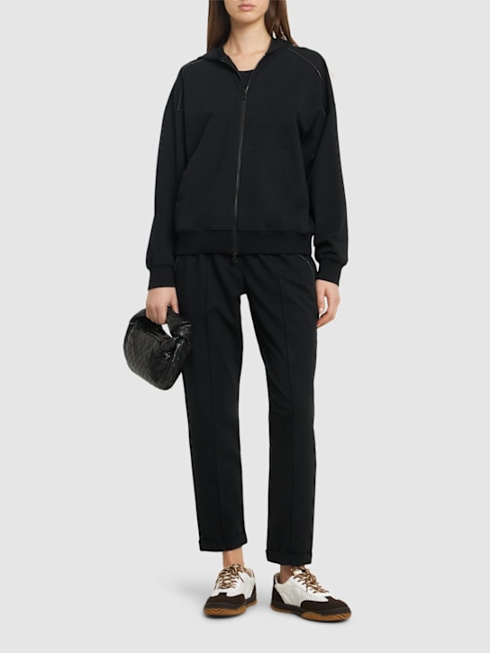 Brunello Cucinelli: Light cotton blend sweatshirt hoodie - women_1 | Luisa Via Roma