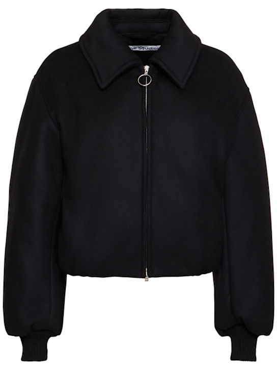 Acne Studios: Owella wool blend felt bomber jacket - Black - women_0 | Luisa Via Roma