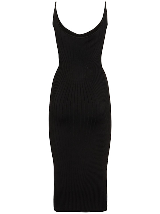 MUGLER: Ribbed knit midi dress - Black - women_3 | Luisa Via Roma