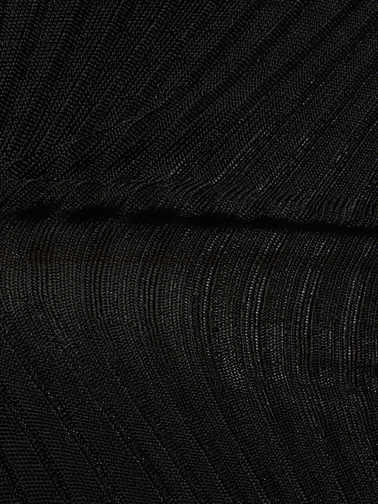 MUGLER: Ribbed knit midi dress - Black - women_4 | Luisa Via Roma