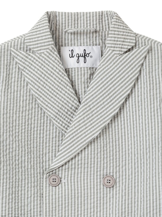 Il Gufo: Blazer en coton seersucker - Blanc/Gris - kids-boys_1 | Luisa Via Roma