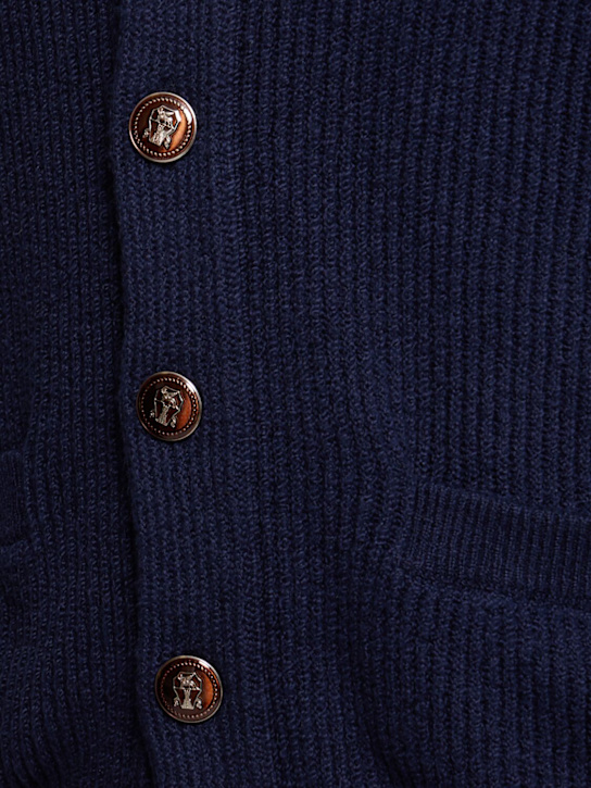 Brunello Cucinelli: Sciallato cotton knit cardigan - Nav - men_4 | Luisa Via Roma