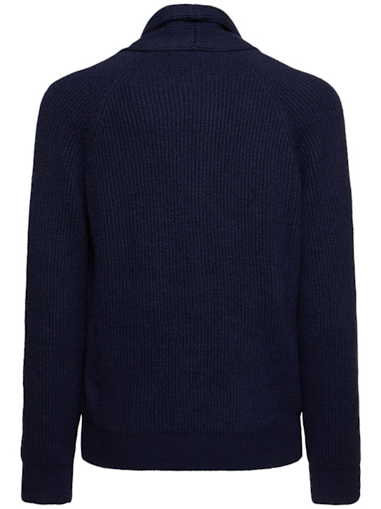Brunello Cucinelli: Sciallato cotton knit cardigan - Nav - men_3 | Luisa Via Roma