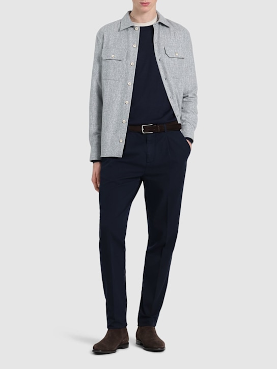 Brunello Cucinelli: コットンギャバジンストレートパンツ - men_1 | Luisa Via Roma