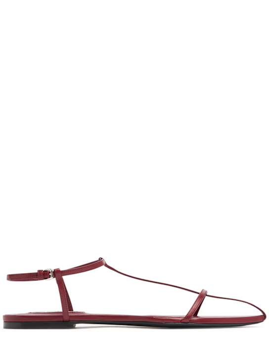 Jil Sander: 10mm Leather T-bar sandals - Dark Red - women_0 | Luisa Via Roma