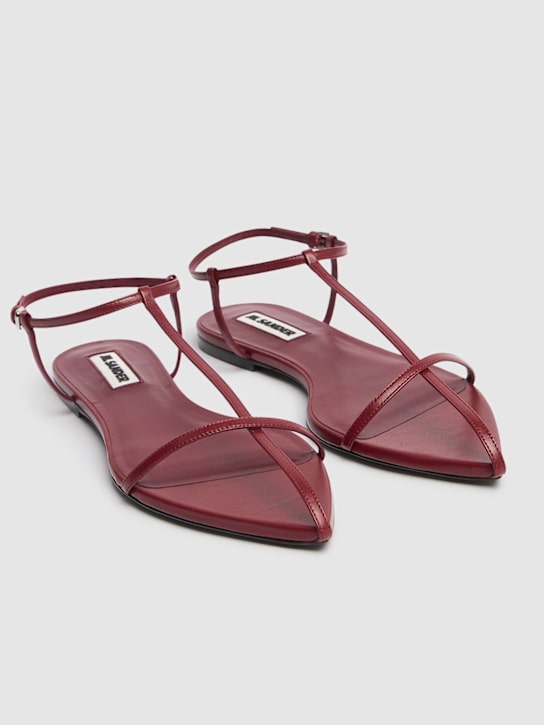 Jil Sander: 10mm Leather T-bar sandals - Dark Red - women_2 | Luisa Via Roma
