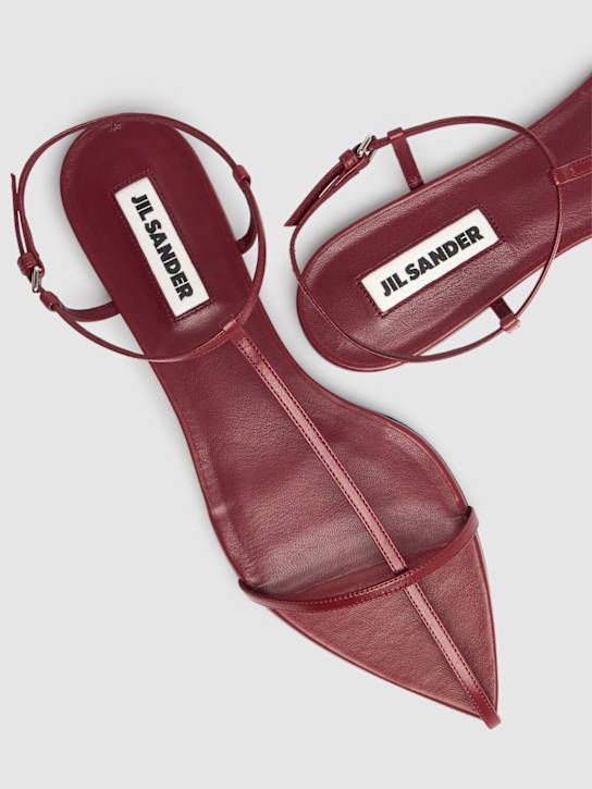 Jil Sander: 10mm Leather T-bar sandals - Dark Red - women_4 | Luisa Via Roma